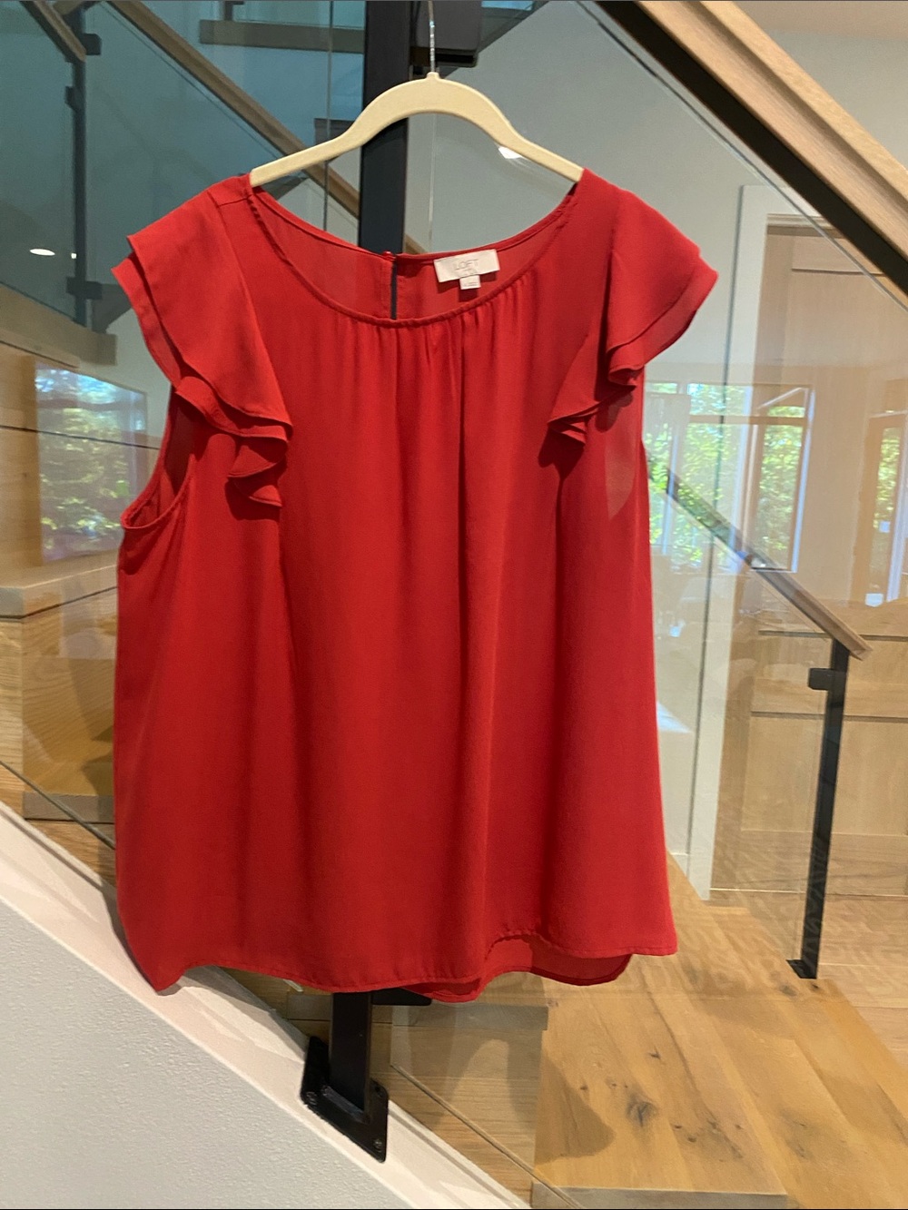 LOFT Red Ruffle Sleeve Camisole